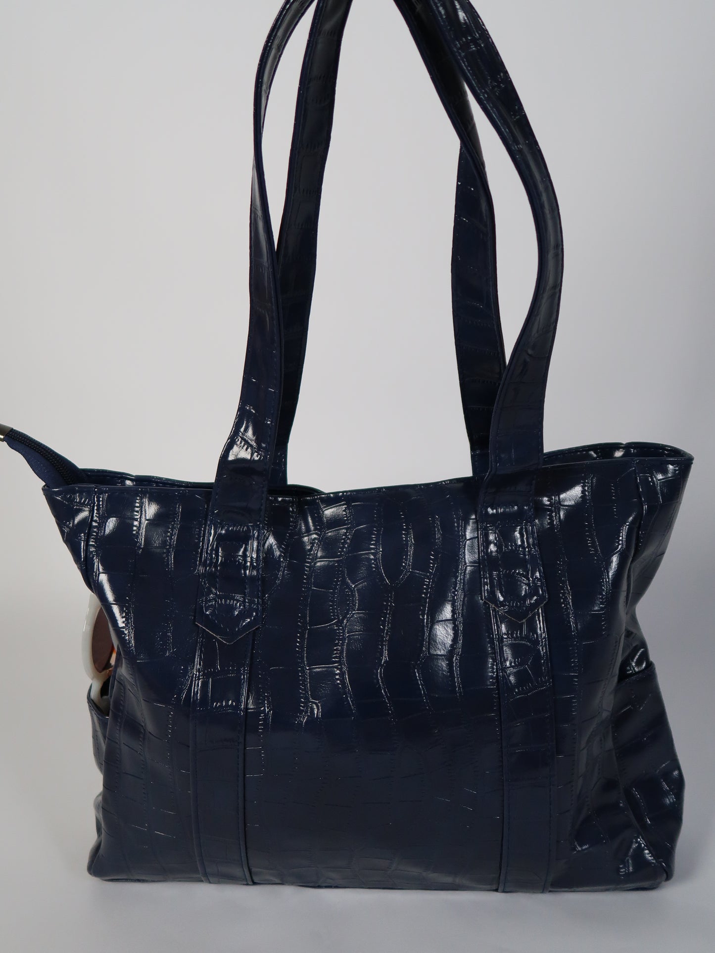 תיק קרוקו כחול נייבי