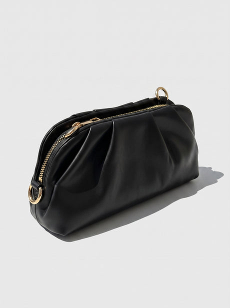 Black braided clutch bag