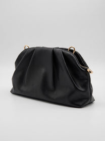 Black braided clutch bag