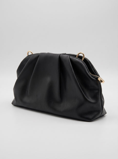 Black braided clutch bag