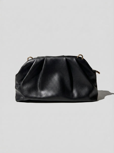 Black braided clutch bag