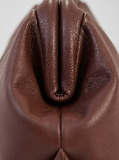 Brown braided clutch bag