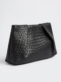Black braided clutch bag