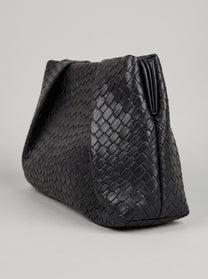Black braided clutch bag