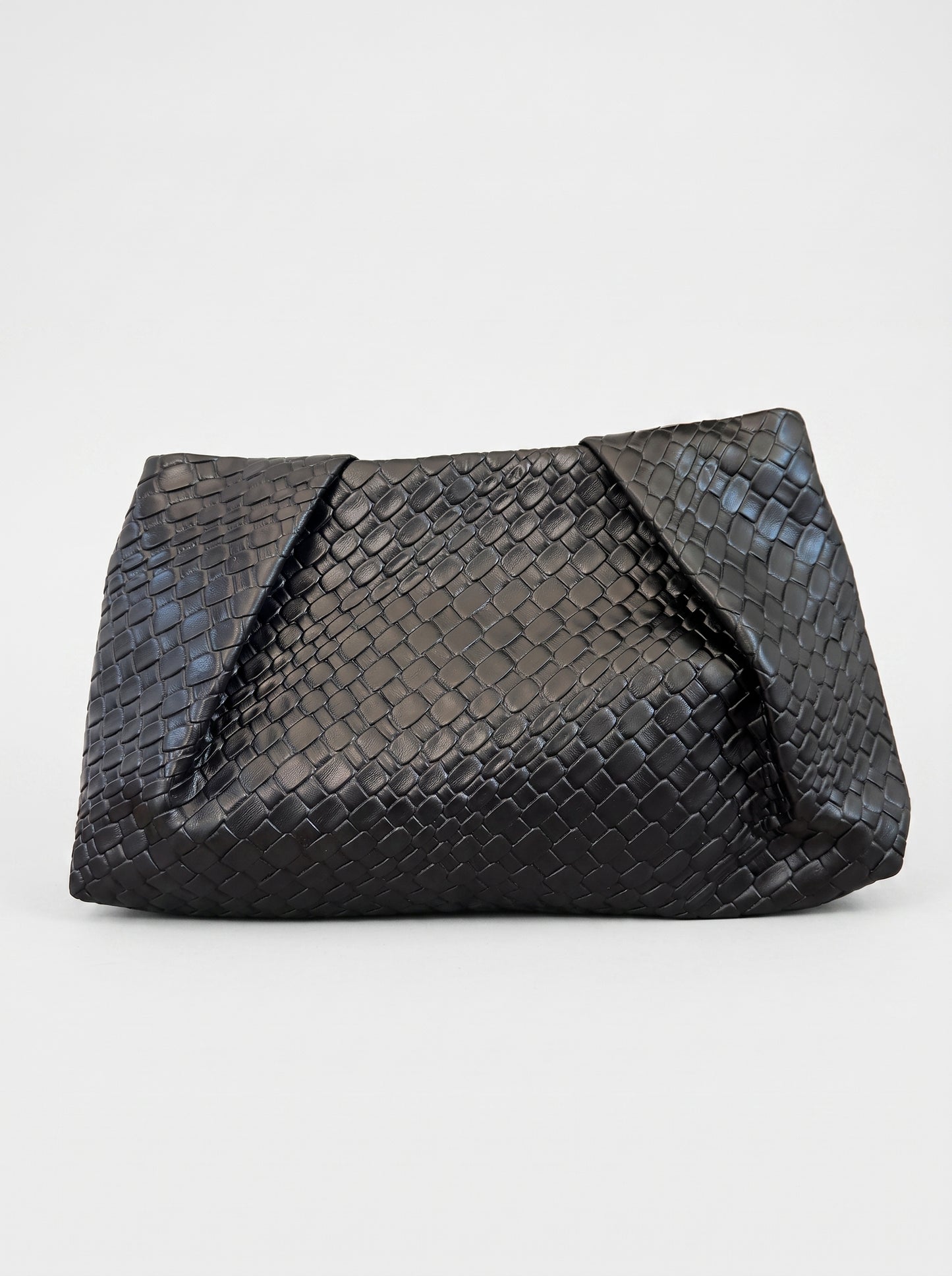 Black braided clutch bag