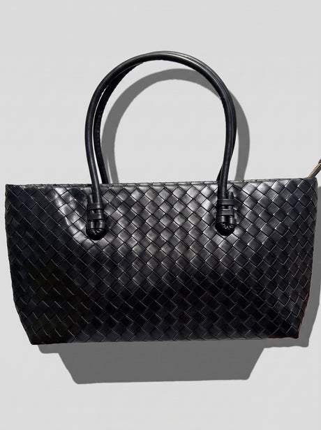 תיק Shopper קלוע שחור