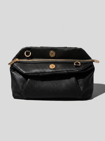 Black braided clutch bag