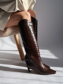 Nubia Croco Brown - SHOEZ