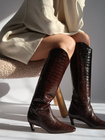 Nubia Croco Brown - SHOEZ