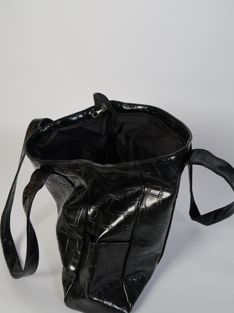 תיק קרוקו שחור