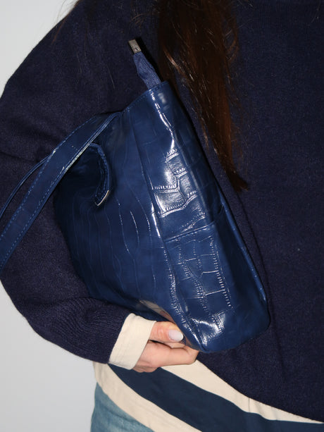 תיק קרוקו כחול נייבי