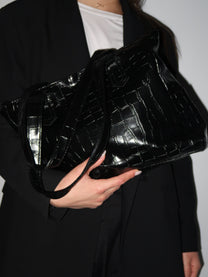 תיק קרוקו שחור