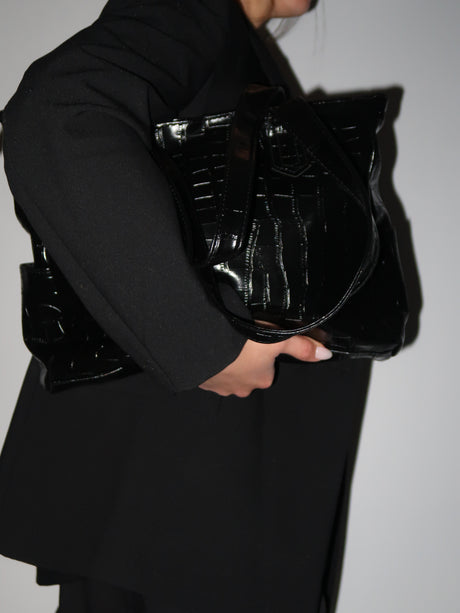 תיק קרוקו שחור