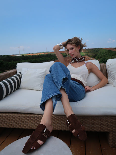 נעליים שטוחות חומות לנשים