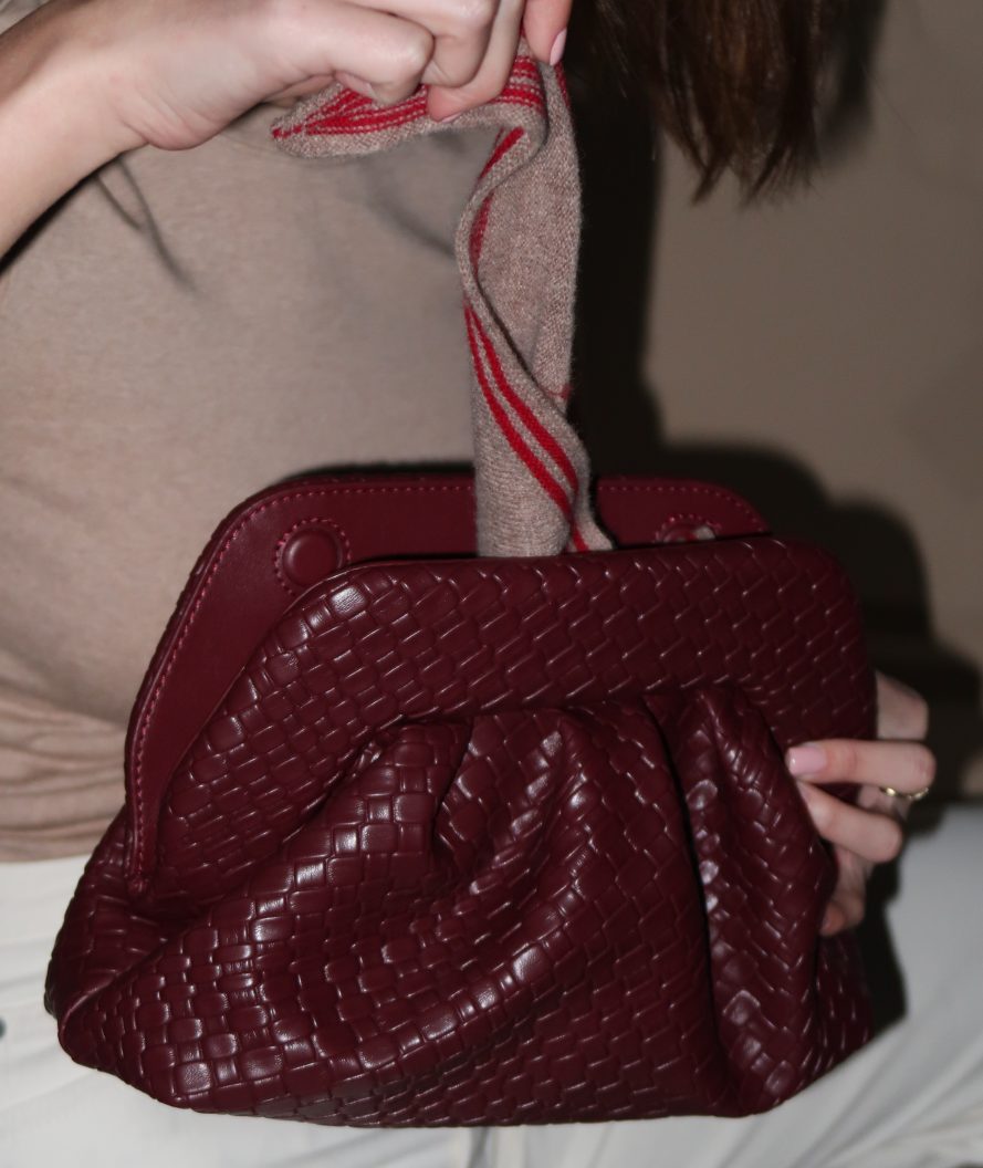 תיק קלאץ' קלוע בורדו