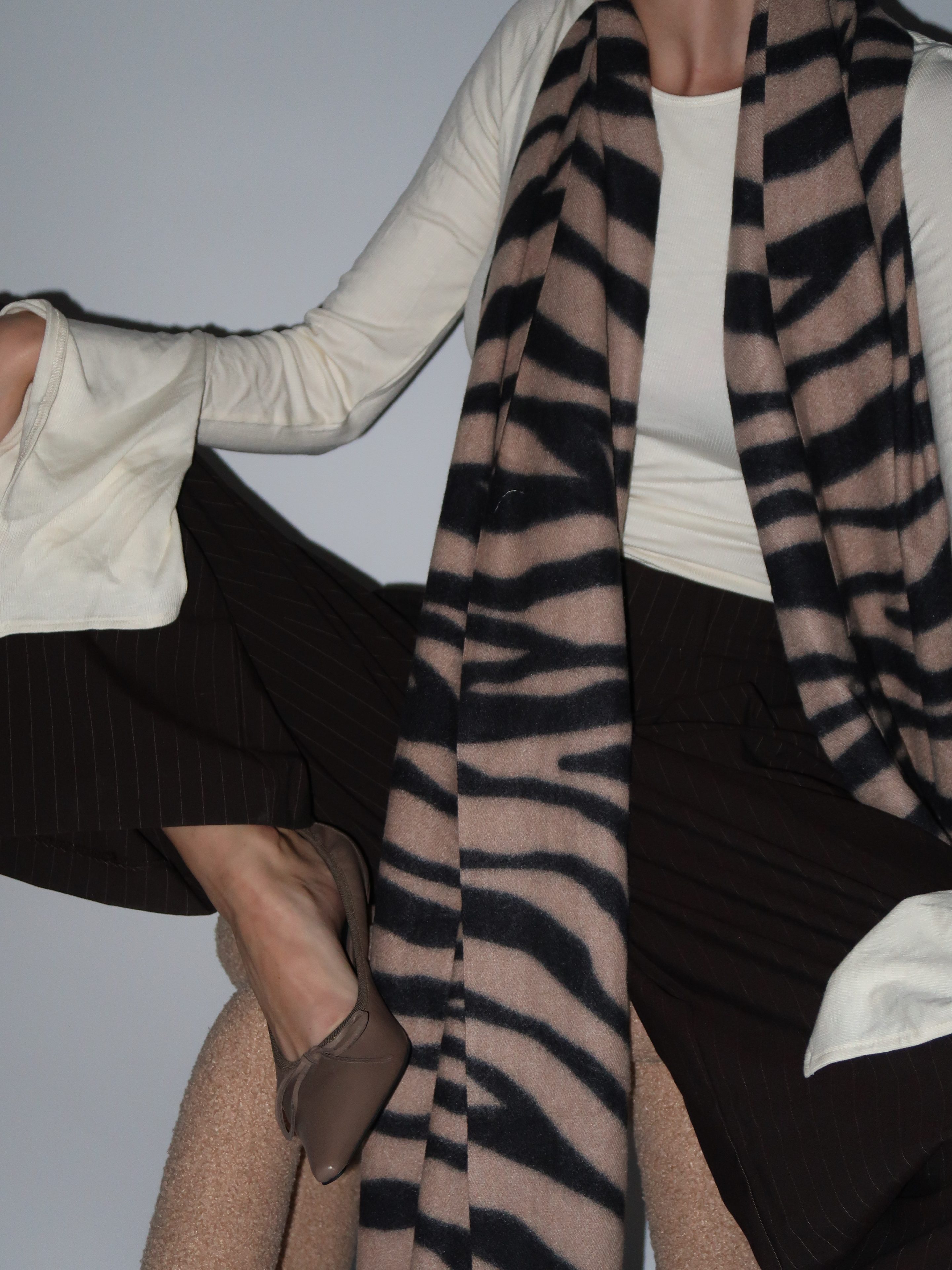 צעיף זברה מוקה